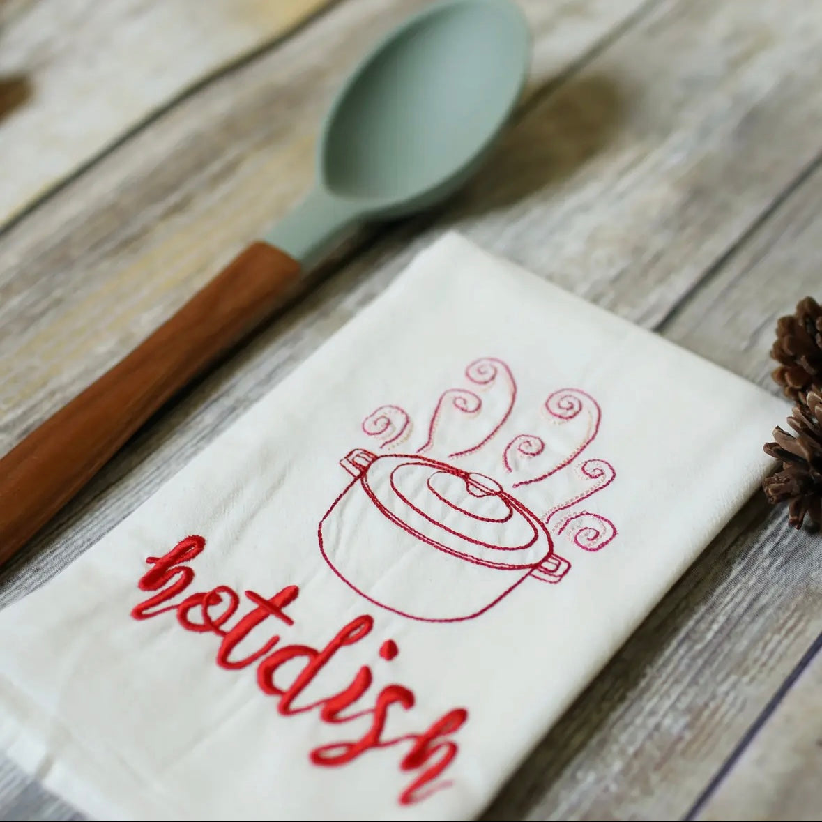 Embroidered Tea Towel - Hotdish