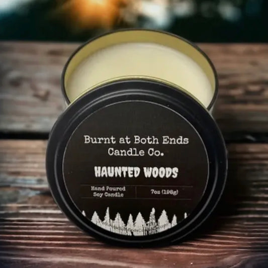 Burnt at Both Ends Candle - 7oz Tin - Haunted Woods