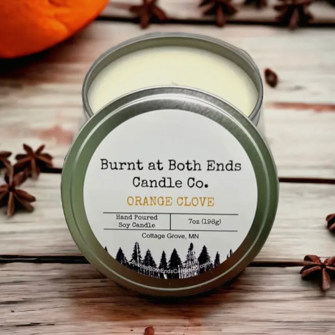 Burnt at Both Ends Candle - 7oz Tin - Orange Clove