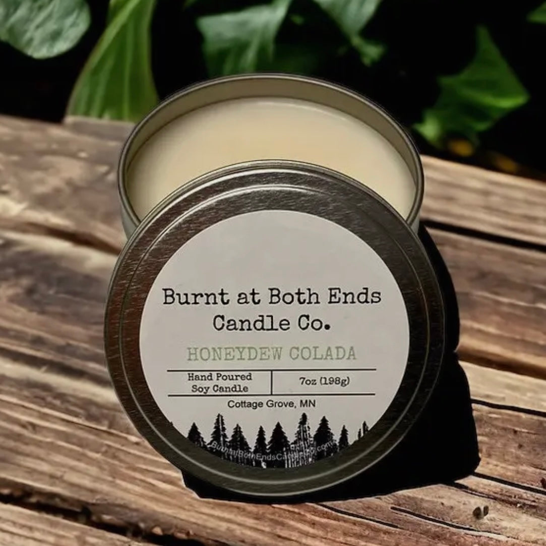 Burnt at Both Ends Candle - 7oz Tin - Honeydew Colada