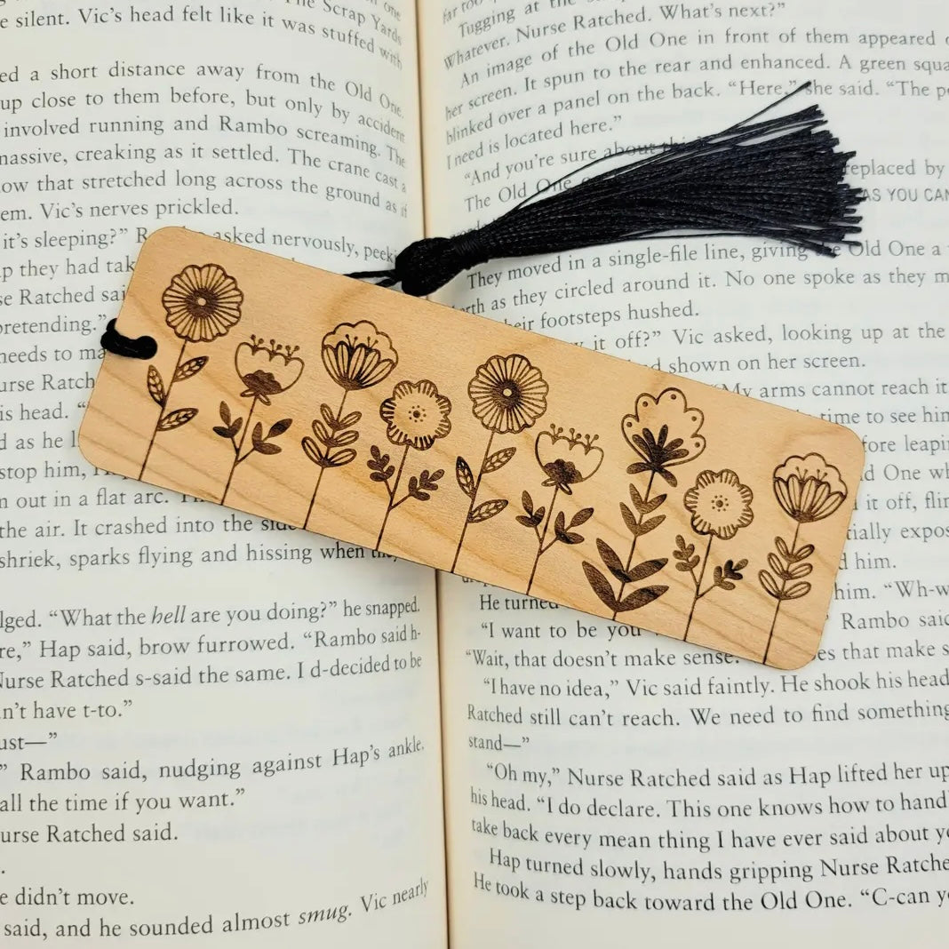 Wood Bookmark - Folk Art Flowers