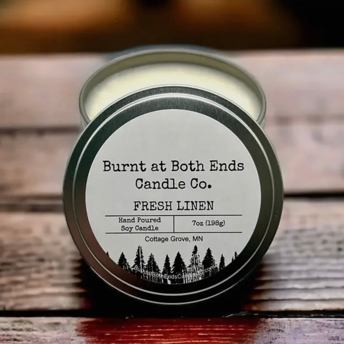 Burnt at Both Ends Candle - 7oz Tin - Fresh Linen