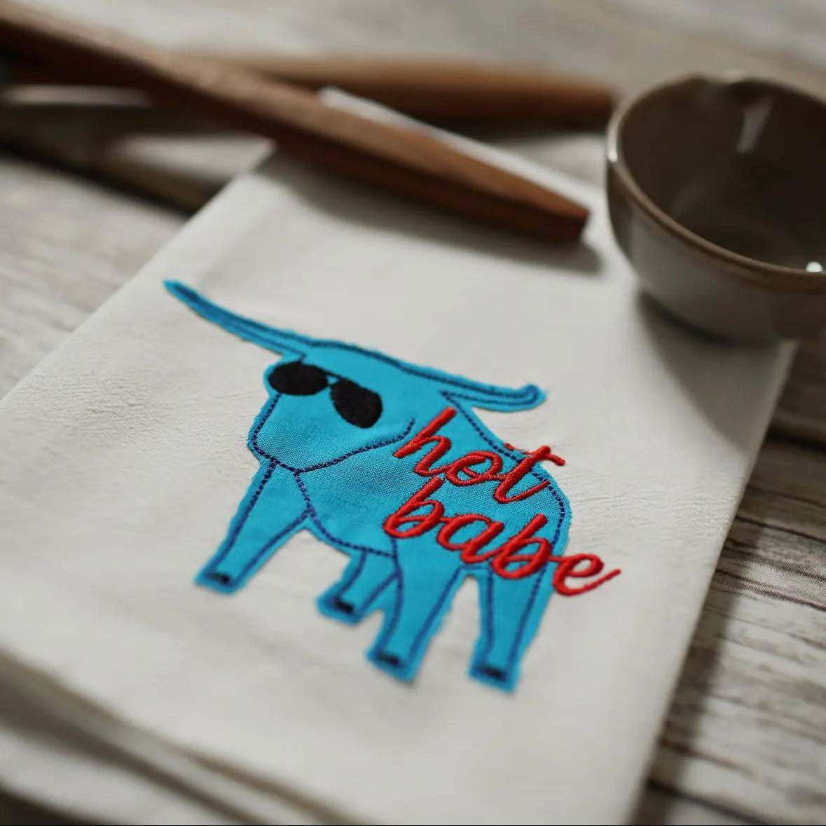 Embroidered Tea Towel - Hot Babe