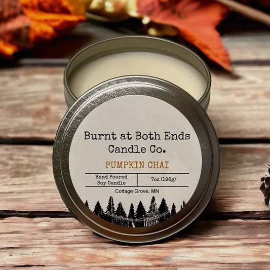 Burnt at Both Ends Candle - 7oz Tin - Pumpkin Chai