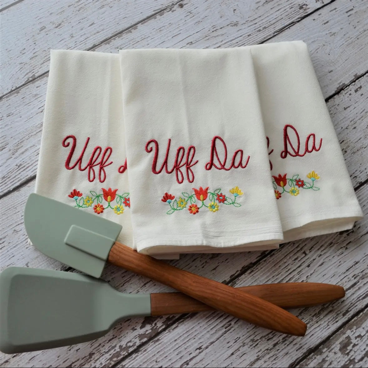 Embroidered Tea Towel - Uff Da