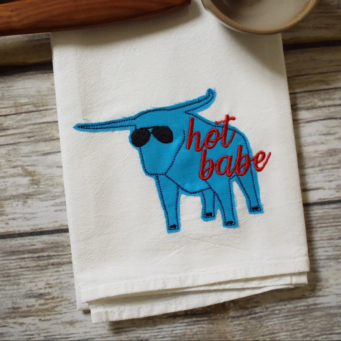 Embroidered Tea Towel - Hot Babe