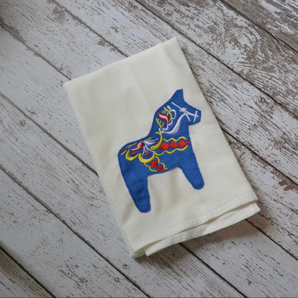 Embroidered Tea Towel - Dala Horse