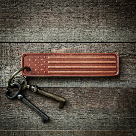 Sugarhouse Leather - Flag Leather Keychain