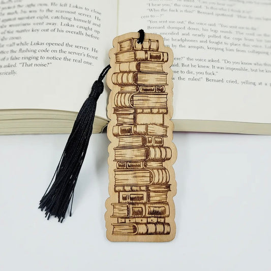 Wood Bookmark - Book Stack