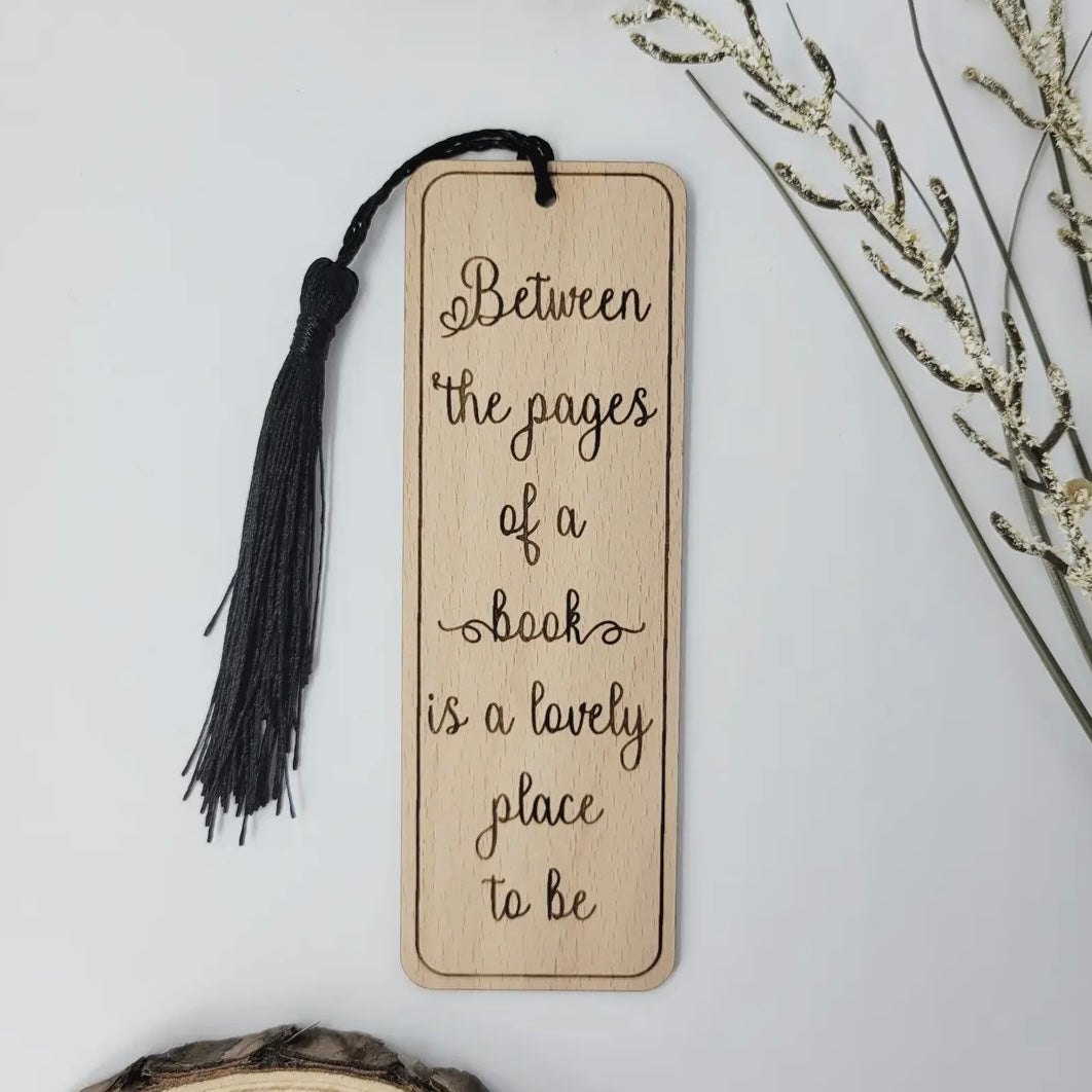 Wood Bookmark - Book Pages Quote