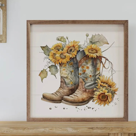 Kendrick Home - Boots with Sunflowers